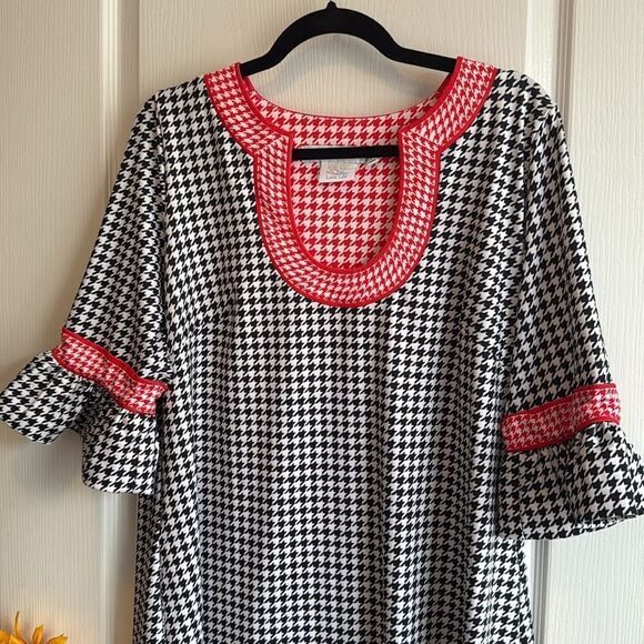 GRETCHEN SCOTT SHAKE YOUR TUSHY DRESS HOUNDSTOOTH BLACK/RED - XXL (no size) - Picture 5 of 8